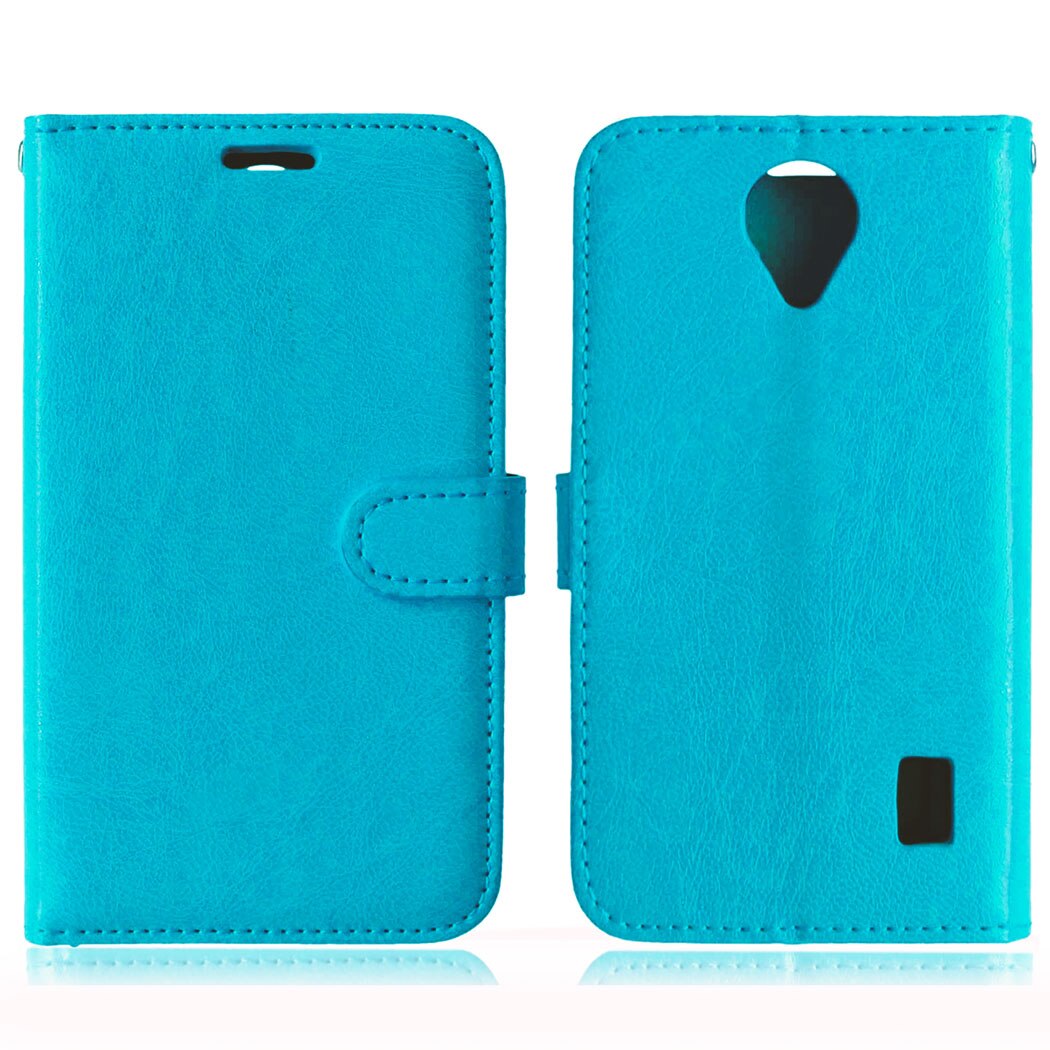 for Huawei Ascend Y635 Case Luxury Flip Wallet Leather Coque for Huawei Y 635 Cover Ascend Y635 Stand Phone Case with Card Slot: Blue