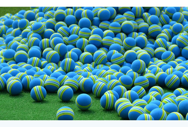 50 Stks/zak Eva Foam Golfballen Regenboog Streep Rood/Blauw/Gele Spons Indoor Praktijk Golfbal Training Aid: Blue