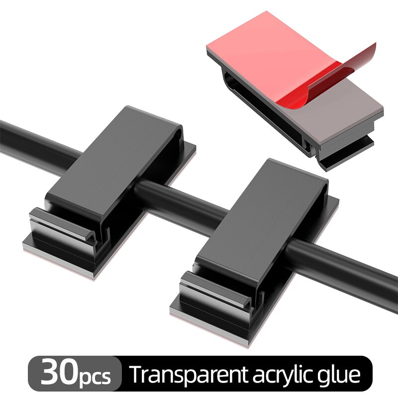 !ACCEZZ 30pc Large Wire Organizer Cable Holder Cord Management Harness Clamp Clip for PC Power Cable Wiring Desktop Cord Manager: 30pcs Black Acrylic