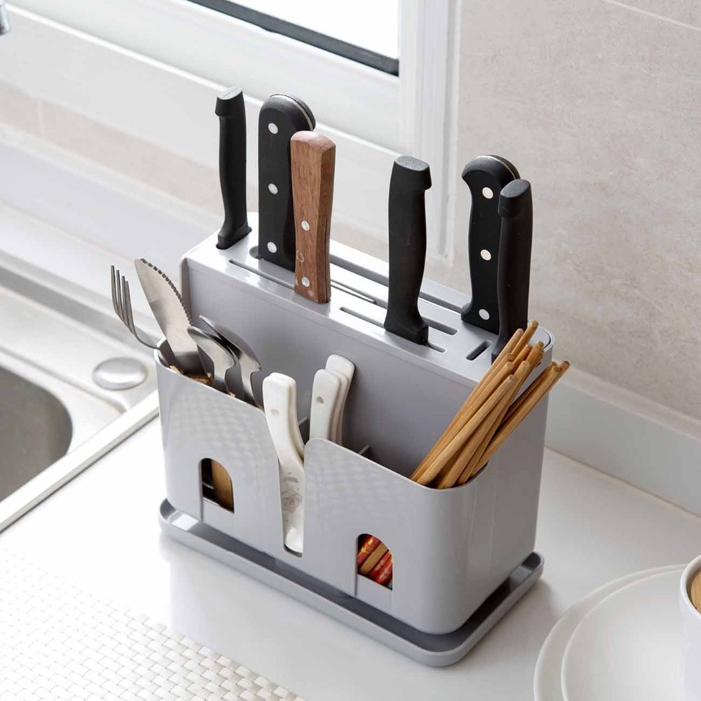 Soporte de bloque de cuchillos, palillos, tenedores, contenedor, caja de almacenamiento, organizador de cocina, estante de almacenamiento