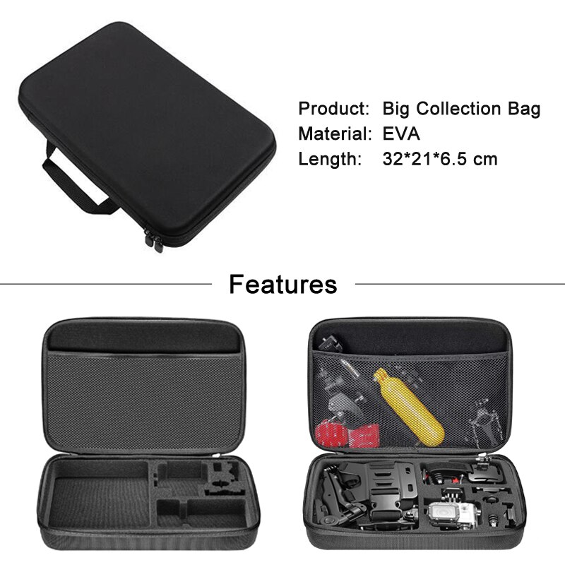 Sport Camera Draagbare Opslag Case Collection Bag Voor Gopro Hero 8 7 6 5 4 Sessie Sjcam Xiaomi Yi 2 4K Mijia Go Pro Accessoires: L  32x21x6.5 cm