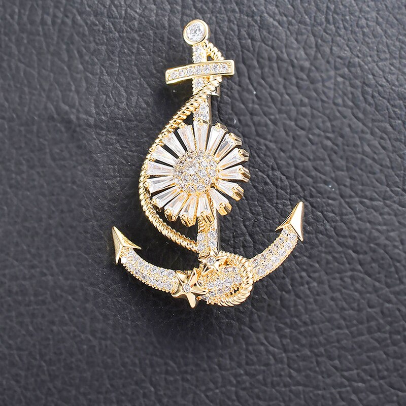 Blucome Speciale Anker Vorm Broche Zirkoon Pins Vrouwen Broche Voor Jas Pak Zak Hijab Badge Wedding Party Sieraden .