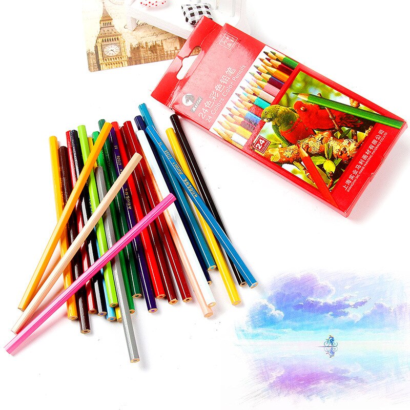 12/18/24/36 Color Painting Pencil Log Material Training Children's Painting Set Beginner Sketch School Art Supplies