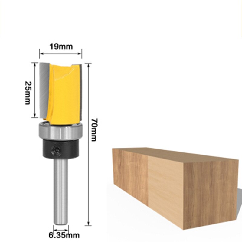 1pc 1/4 inch Shank Flush Trim Router Bit Pattern Bit Top Bottom Bearing 1/2" Blade Template Wood Milling Cutter: NO7