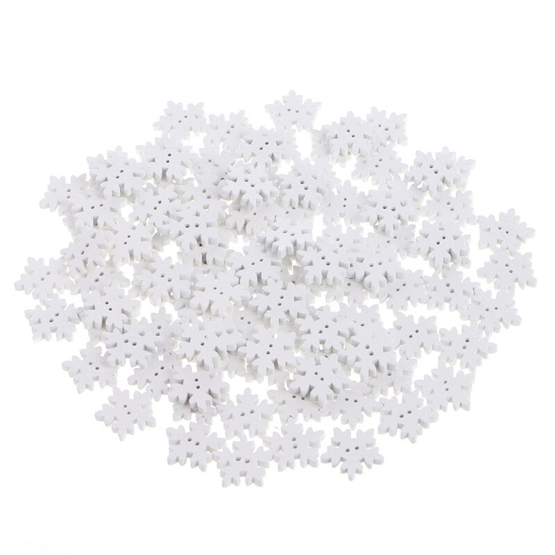 100 Stks/pak 2 Gaten Sneeuwvlok Houten Knoppen Handgemaakte Naaien Scrapbooking DIY Craft W215