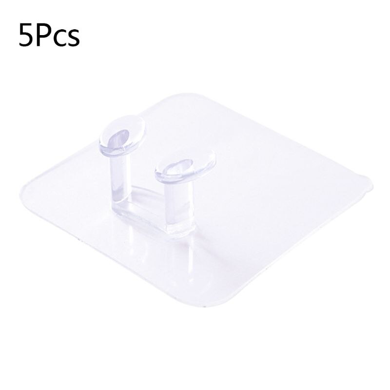 5pcs Wall Storage Hook Power Plug Socket Holder Transparent Adhesive Hanger Shaving Razor Rack Home Office Bathroom