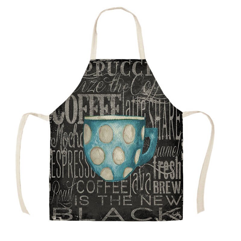 Coffee Pattern Kitchen Aprons for Woman Man Home Cooking Baking Shop Cleaning Cotton Linen Apron WQi857: WQi85709 / 38x47cm Kids Size