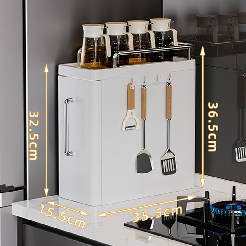 Rack de especiarias removível, multifuncional, organizador de temperos doméstico para bancada de cozinha doméstica, armários estreitos, armário de especiarias: Cinza claro