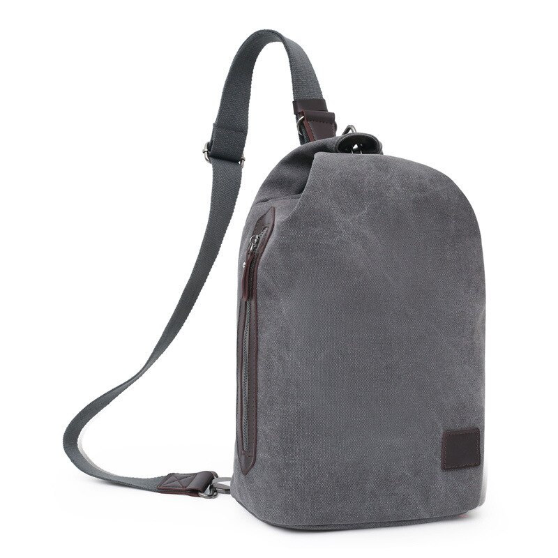 Men Chest Pack Schoolbag For Teenagers Boys Male Travel Shoulder Bag Men Backpacks Black Khaki Canvas Anti Theft Bags: gray