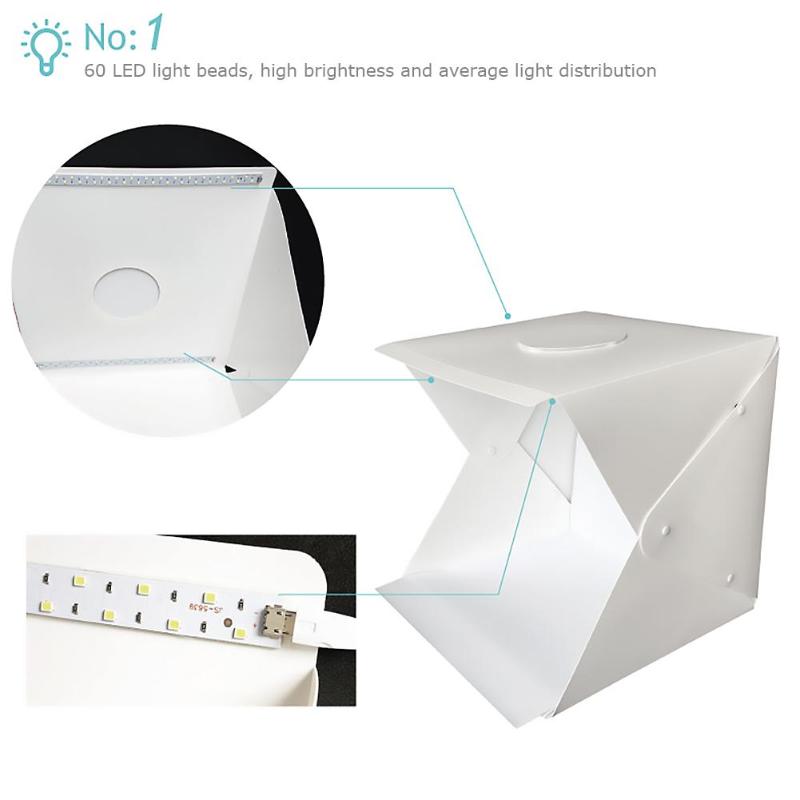 Mini Folding Lightbox Photography Photo Studio Softbox LED Light Soft Box Photo Background Kit Light box for DSLR Camera