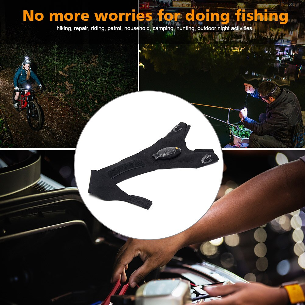 Men Women Car Repair Portable LED Flashlight Glove Fishing Camping Battery Powered Mechanics Hands Free Stretch Universal
