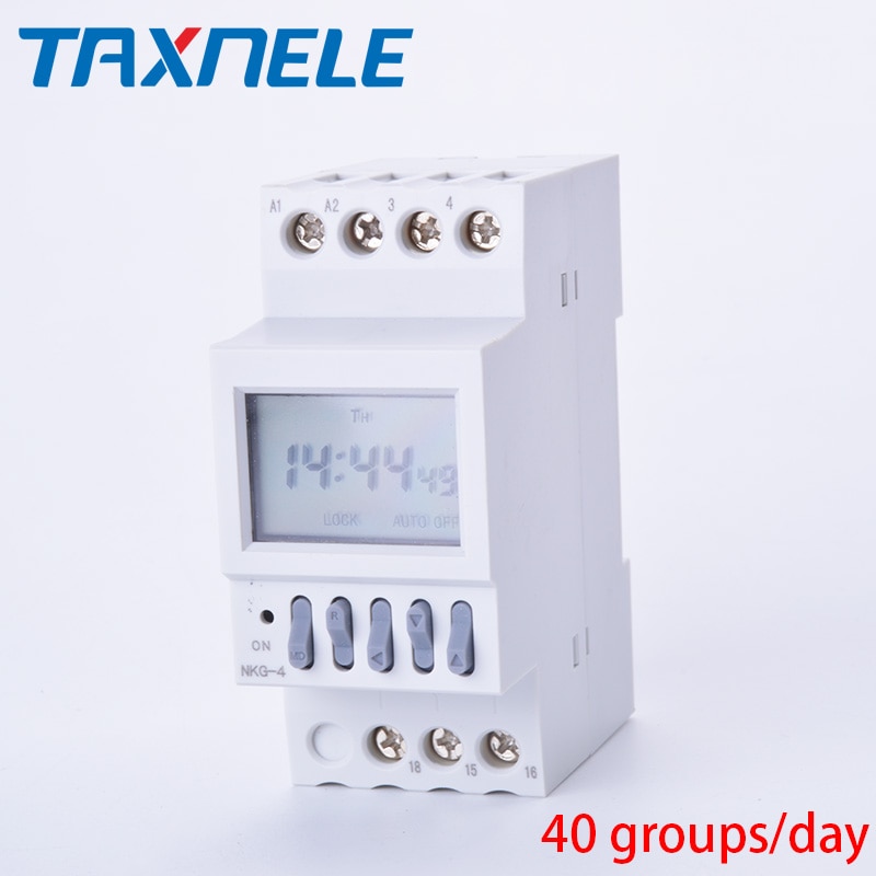 Temporizador de carril Din, microordenador inteligente, controlador automático de timbre, temporizador, interruptor de tiempo, campana escolar, 220V, NKG-4, 40 grupos/día