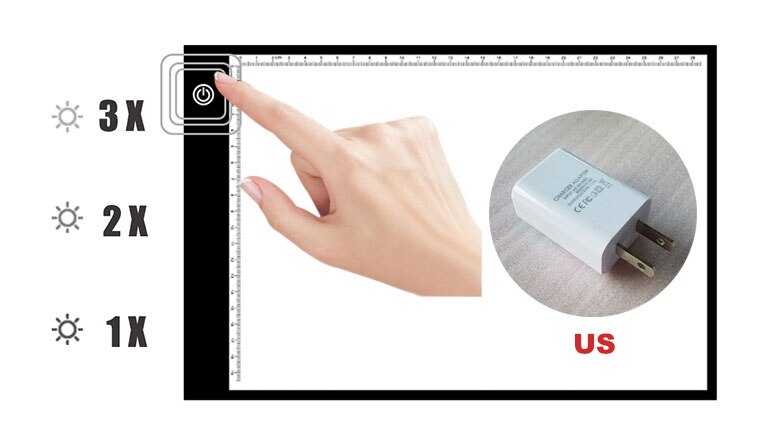 Elice 1 Set A4 Super Dunne Mini Digitale Tekening Tablet Groter Schakelaar Symbool Led Verlichten Tracing Light Tafel Voor: 3 Level adjust -US