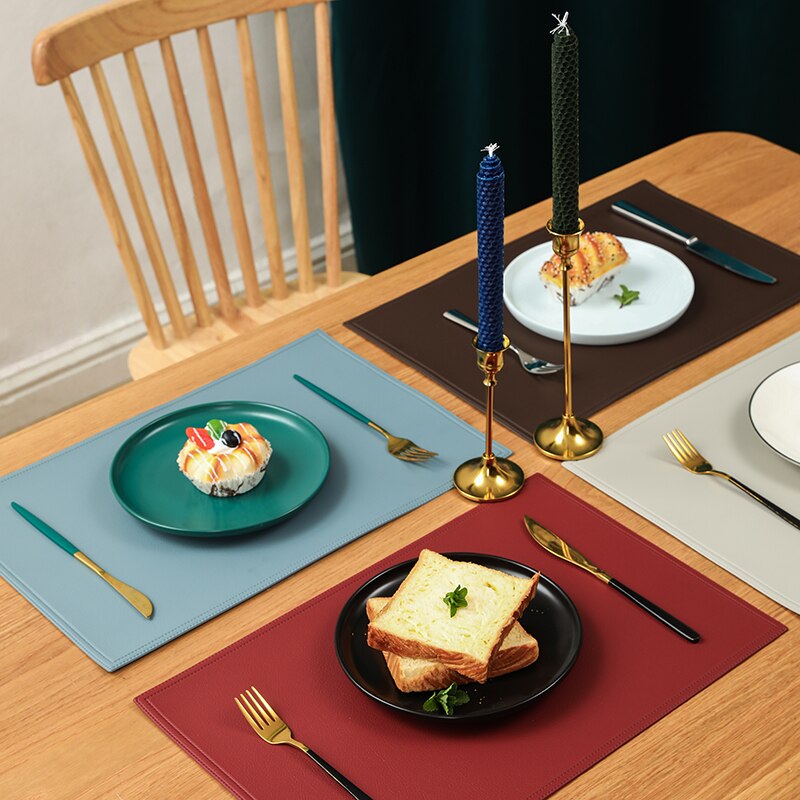 1Pc Ronde/Rechthoekige Faux Lederen Placemat Waterdicht Olie-Proof Warmte-Isolerende Tafel Mat Hotel Restaurant Tafel pu Placemat