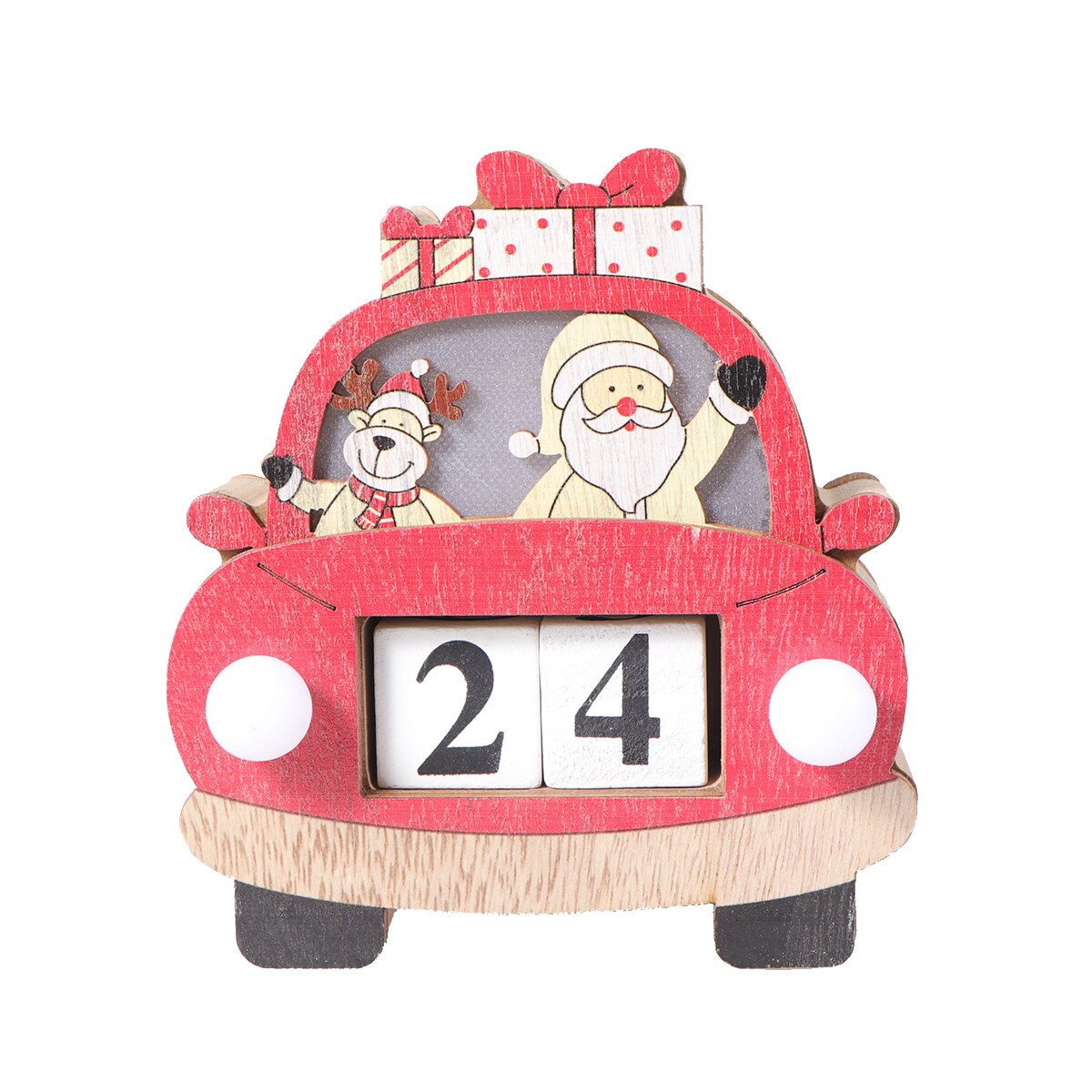 leuchtend Weihnachten Holz Kalender Dekor Schreibtisch Wiederverwendbare Kalender Kreative Auto bilden Santa Claus Fotografie Requisiten Ornament