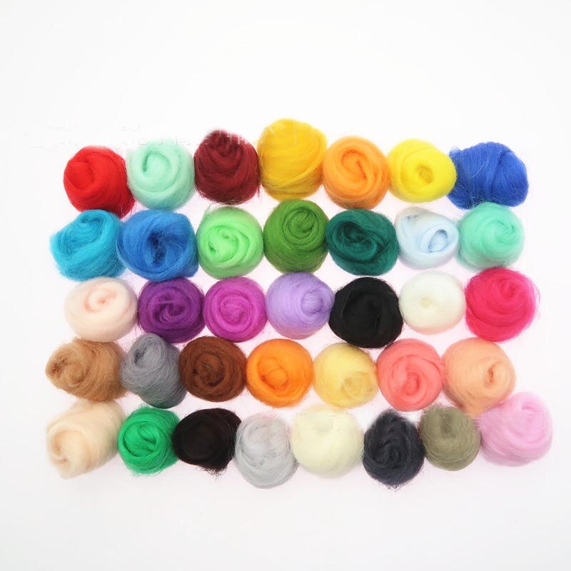 36 kleur/set Merino Wol Fibre Roving Voor Naaldvilten Hand Spinning DIY Fun Pop Handwerken Ruwe Wolvilt poke 3 g/zak