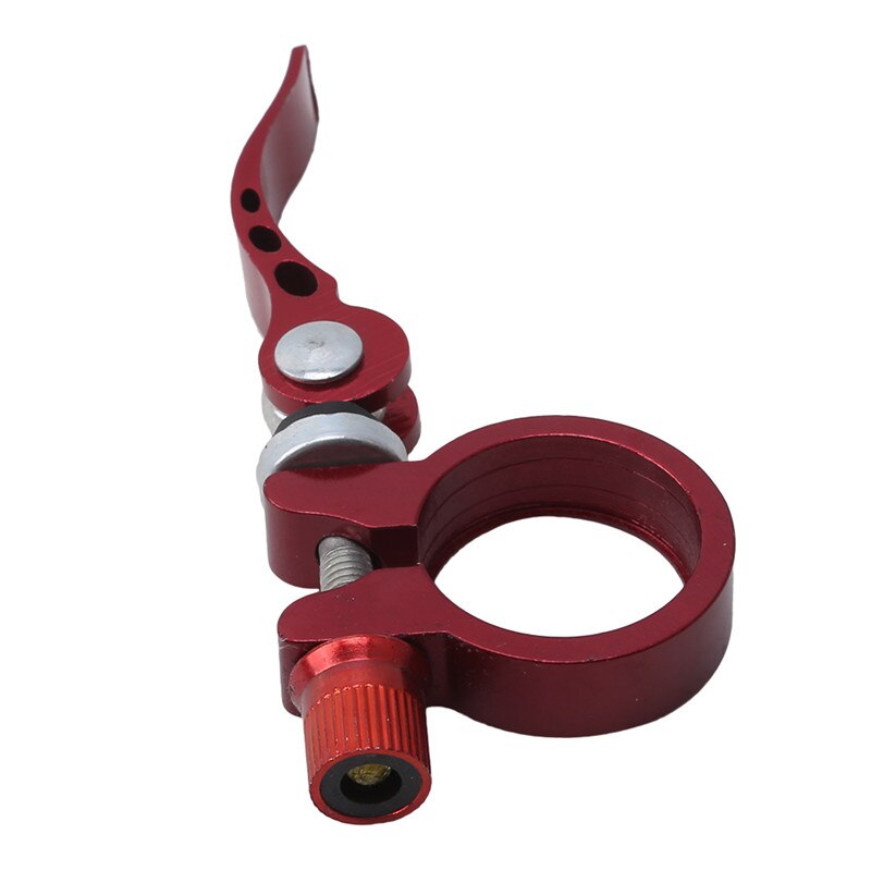Aluminum Alloy Bicycle Seatpost Clamp Quick Release Ultralight Bike Clamping Clip Useful Bike Accessories: red 31.8