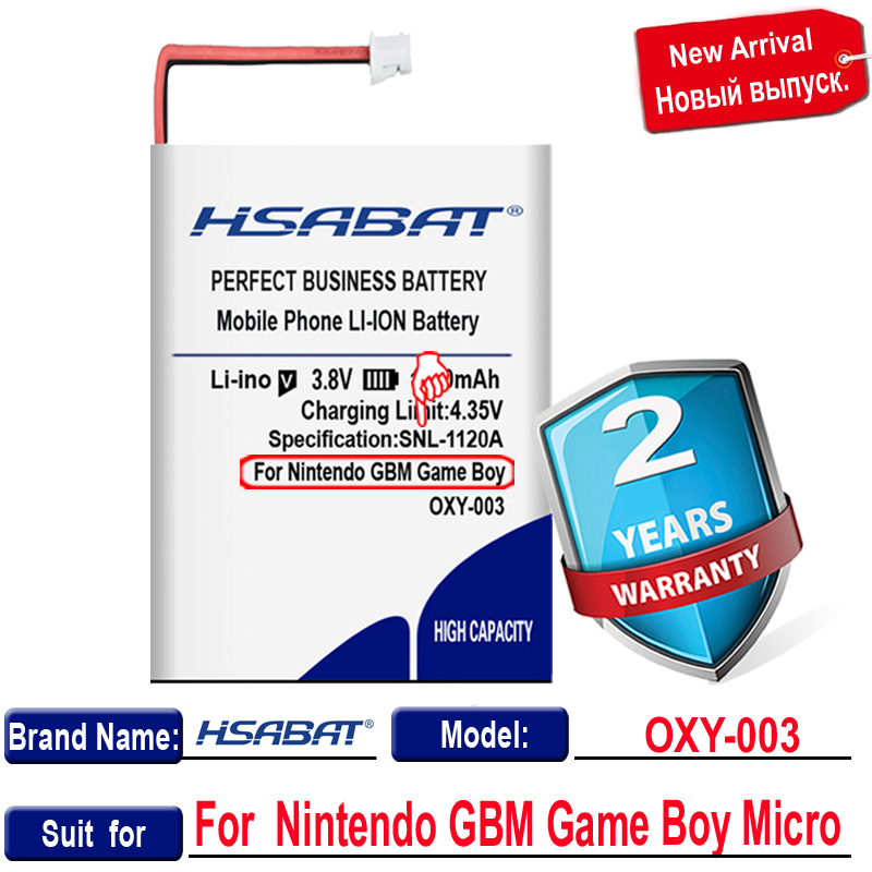 HSABAT – Kit de batterie Lithium-ion Rechargeable, 1100mAh, 3.8V, pour Nintendo GBM Game Boy, Micro Batteries