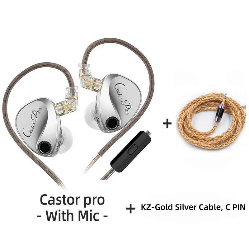 KZ Castor PRO Bekabelde oortelefoon Dynamische stuurprogramma's Hoogwaardige afstembare oortelefoon Hfi-geluidskwaliteit Bass-headsets IEM Gaming-headset: Ivoor