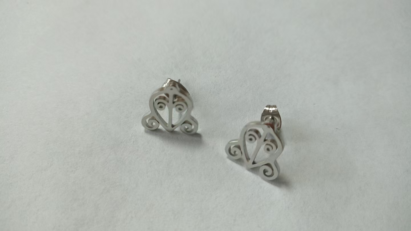Charms brugerdefinerede afrikanske adinkra symboler vedhæng øreringe til kvinder gye nyame rustfrit stål charme etniske smykker ghanesiske: Guld / Lyserød