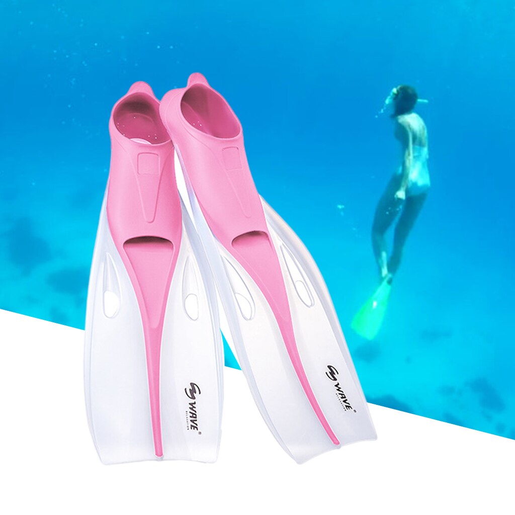 Adult Snorkeling Full Foot Flippers Swim Comfortable Scuba Diving Flippers Snorkeling Equipment Water Sports Accessory: Pink Clear S