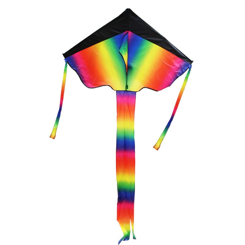 Black rainbow kite nylon ripstop outdoor speelgoed vliegende kite staarten beach fun kite string parachute kite voor volwassenen lange staart kite