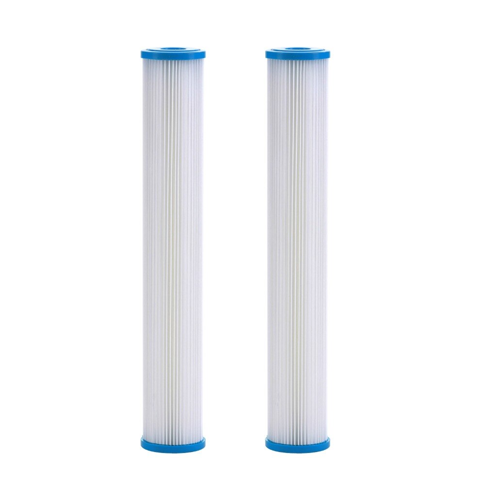 Pleated Poly Sediment Water Filter Cartridge Standard 2.5x20" 20 Micron - 2 pack