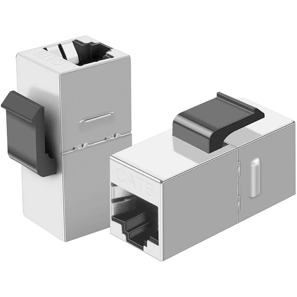 10pcs Cat6 Shielded Inline Modular Coupler with Latch,RJ45 Modular Coupler for Panel Connection,8P/8C Female to Female Class D