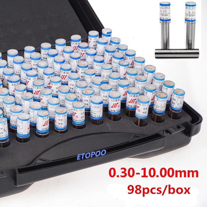 Medidor de pino de aço de precisão, 1.00 ~ 2.00mm ~ 3.00mm ~ 4.00 ~ 5.0, 0.01, plugue suave ferramenta de medição do furo do medidor, 101 pçs/lote
