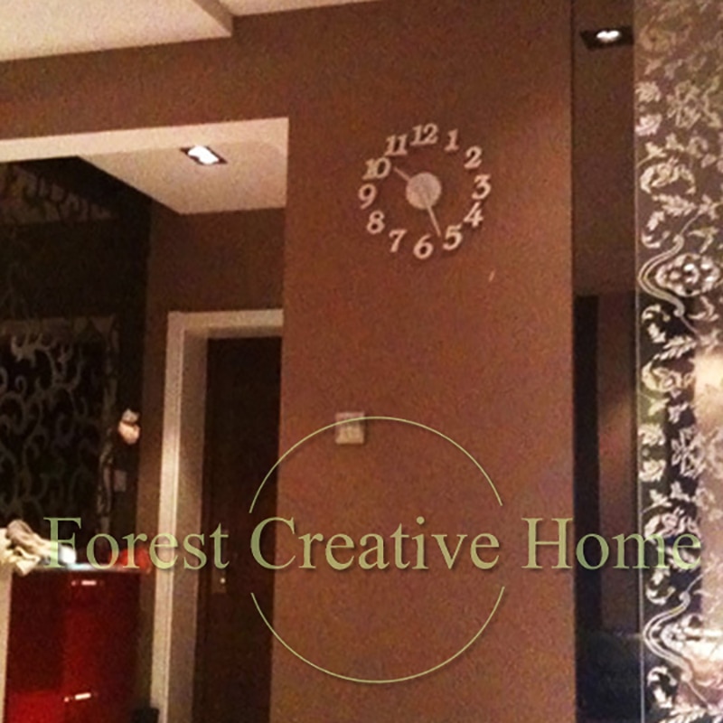 Modern 3D DIY Wall Clock Face Acrylic Watch Art Designs Digital Clock Numbers Home Bedroom 3D Sticker Mute Clock Art Wall Decor