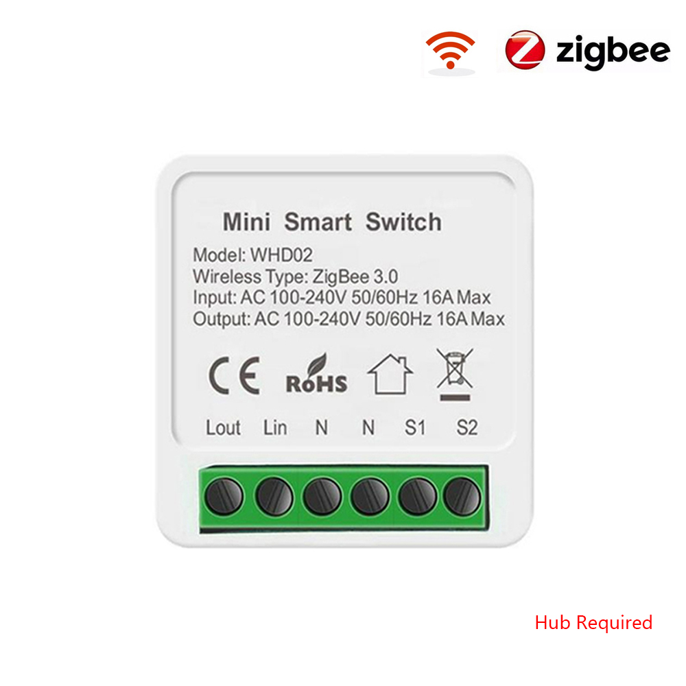 Tuya Wifi/Zigbee Smart Light Switch Module 16A Mini Smart Home DIY Breaker Support 2 Way Control Works with Alexa Google Home: Zigbee Switch Module