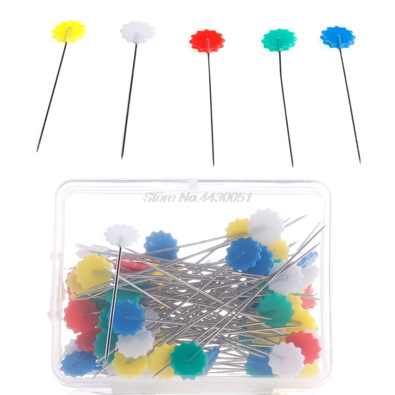 100 Uds. Artesanía de alfileres de Patchwork con cabezal con forma de botón o Flor, herramientas y accesorios de costura