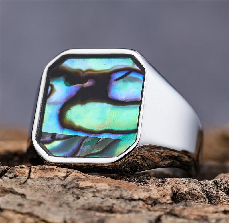 Punk Rock Shell Ring 316L Stainless Steel Signet Ring For Men Hip Hop Party Jewelry Male Wedding