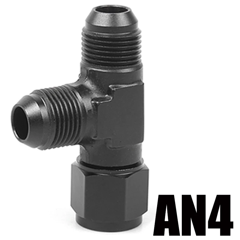 An4 an6 an8 an10 an12 universella aluminiumslang-t-kopplingar hane till hane hona t-koppling på sidan gängad koppling adapter svart: Brun