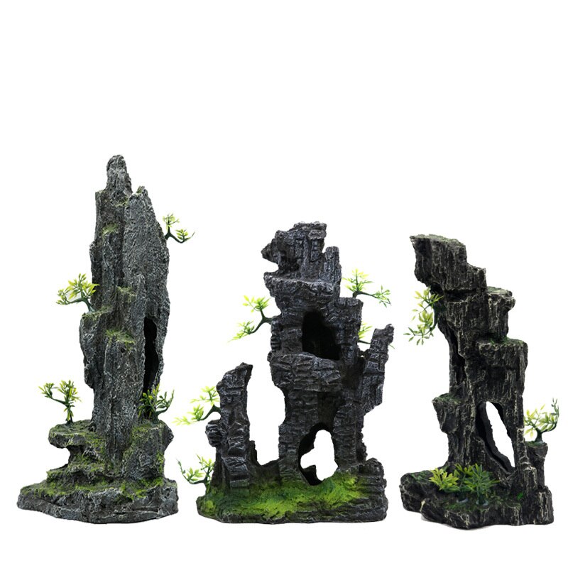Super Large Aquarium Rockery Decoration Fish Tank Landscaping Artificial Resin Ornament Decor Aquascape Background Accessories