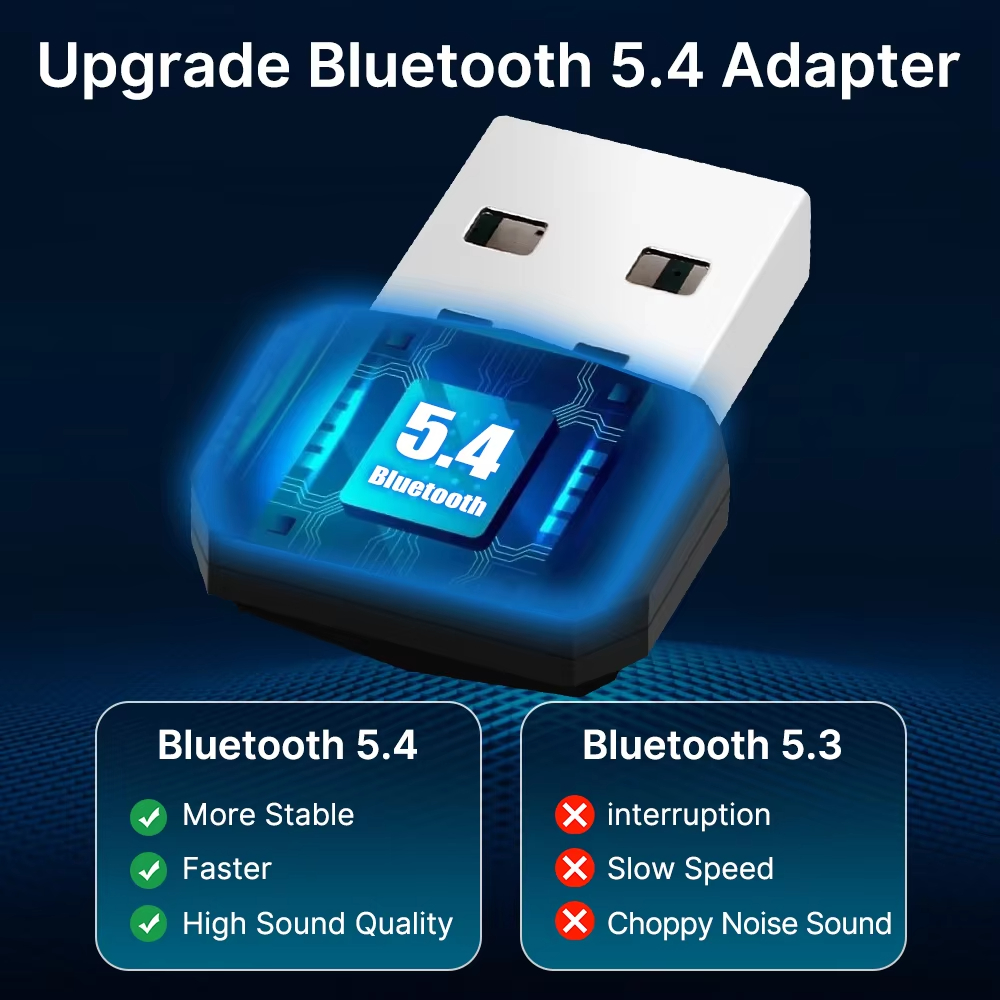 USB Bluetooth 5.4 Adapter Audio Dongle Adapter Mini USB Wireless Receiver/Transmitter For PC/Laptop Driver Free For Win10/11