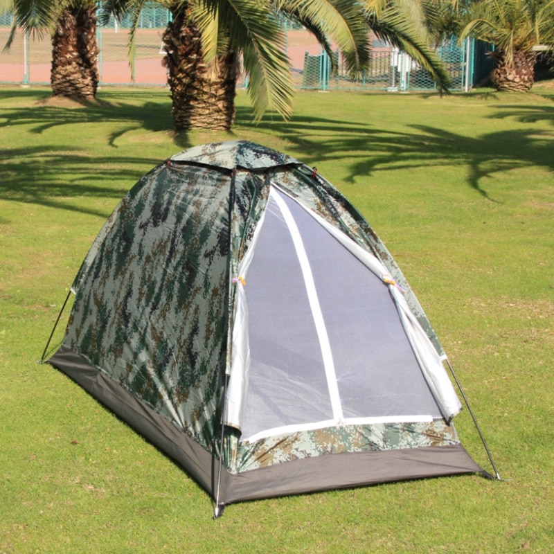 Tienda de campaña de camuflaje para exteriores, carpa de playa, tienda de campaña para 1 persona, de una capa tela de poliéster, impermeable, bolsa de transporte