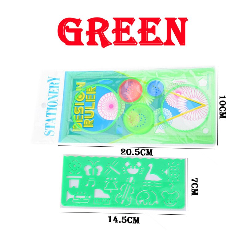 Stationery Ruler Color Painting Supplies Drafting Tool Art Drawing Template for Child Ten Thousand Flower Magic Ruler: Green Combine