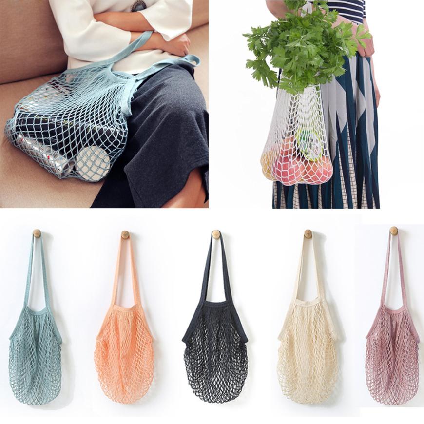 Netto Doek Herbruikbare Fruit Groente Boodschappentas Casual String Kruidenier Shopper Katoenen Tote Mesh Geweven Netto Schoudertas Vrouwen