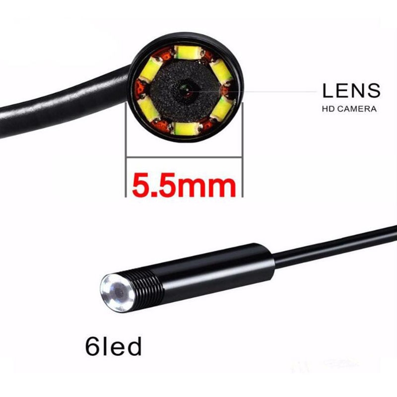 5.5mm Endoscoop 2 In 1 USB Endoscoop Camera 2M Waterdicht 6 LED Zachte Kabel Endoscoop Auto Detection Camera voor Android PC