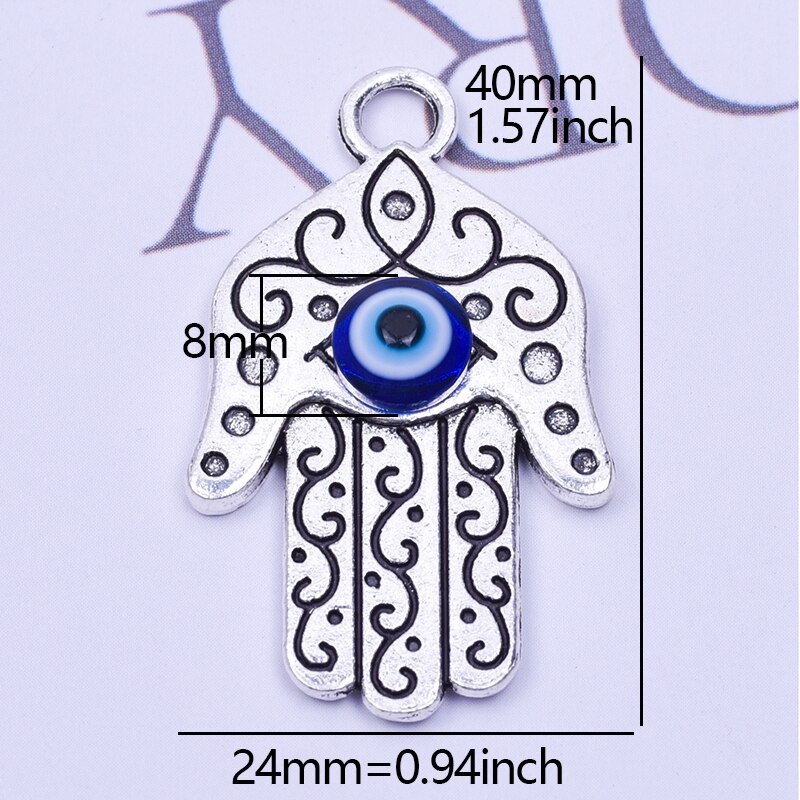 5Pcs/lot Bohemia Hand of Fatima Hamsa Charms Turkish Evil Eye Pendant for Women Necklace Earring DIY Jewelry Accessories: 24320