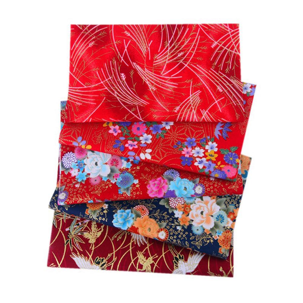 Tissu en coton, à faire soi-même, 5 pièces, avec petits motifs de fleurs, en tissu de Style japonais pour artisanat, masque 20x25CM, 5 pièces: D