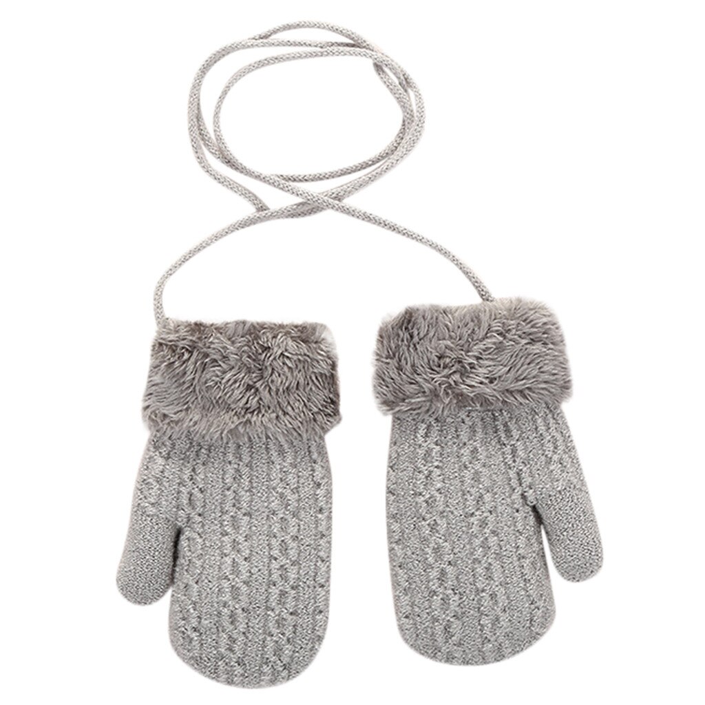 Peuter Baby Meisjes Jongens Outdoor Winter Patchwork Warm Houden Wanten Handschoenen: Gray 