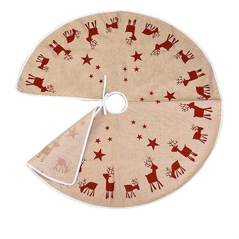 Noël cerf chariot arbre jupe arbre tapis noël tablier rouge toile de jute jambe arbre Base jupe décor wapiti rond tapis 100cm