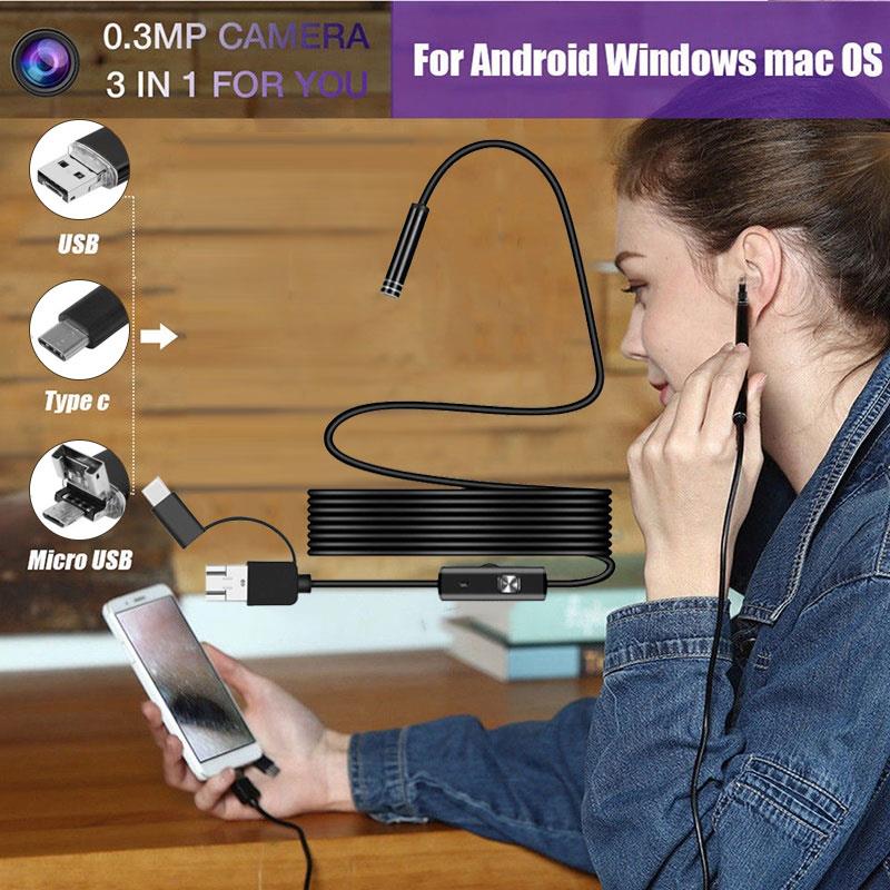 Practical 3 in 1 Handheld Endoscope Endoscope Computers Real-Time Video Monitoring Photos Portable 5.5mm IP67 Inspection