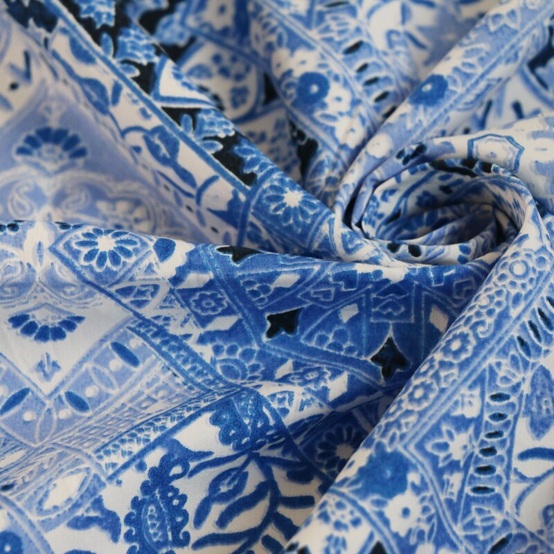 Ethnische Seide Baumwolle Textil Jahrgang Chinesische Blau Weiß Stoff Für freundlicher 100cm * 145cm