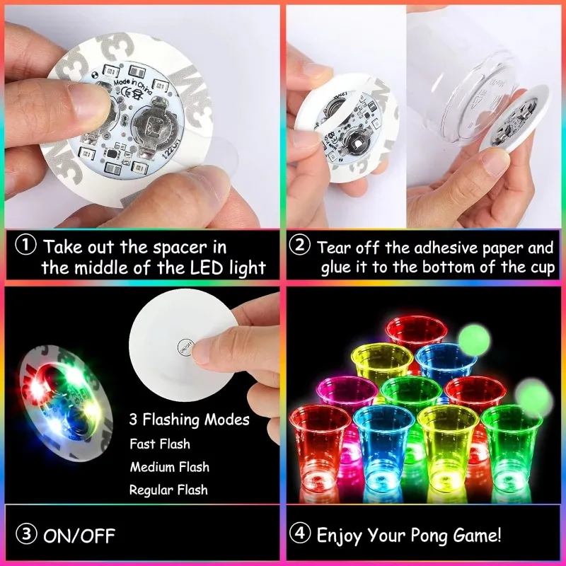 20-100 stuks led-glowbekers voor kamperen en feestjes, kristallen lichtgevende barbenodigdheden met 7 kleurveranderende standen, neonkleurige feestbekers, feestartikelen