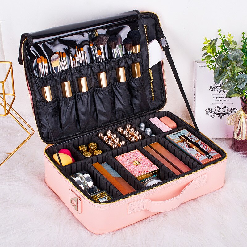 LHLYSGS PU Wasserdichte Kosmetische fallen Koffer Multi-stöckige Große Professionelle machen-hoch Tasche Frauen Schönheit Veranstalter Kosmetik Tasche