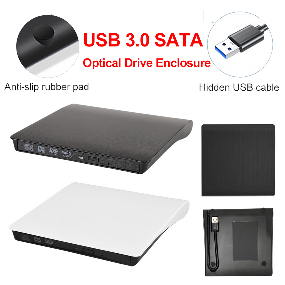 5Gbps 12.7mm USB 3.0 DVD Drive External Optical Drives Enclosure Case DVD CD-ROM RW Player for Laptop Desktop Notebook Computer