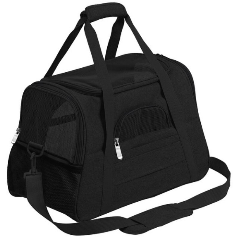 Pet Carrier Travel Cat Carrying Bag Portable Pets Backpack Breathable Car Safety Seat Cat Strap Multifunctional Foldable Pet Bag: Black